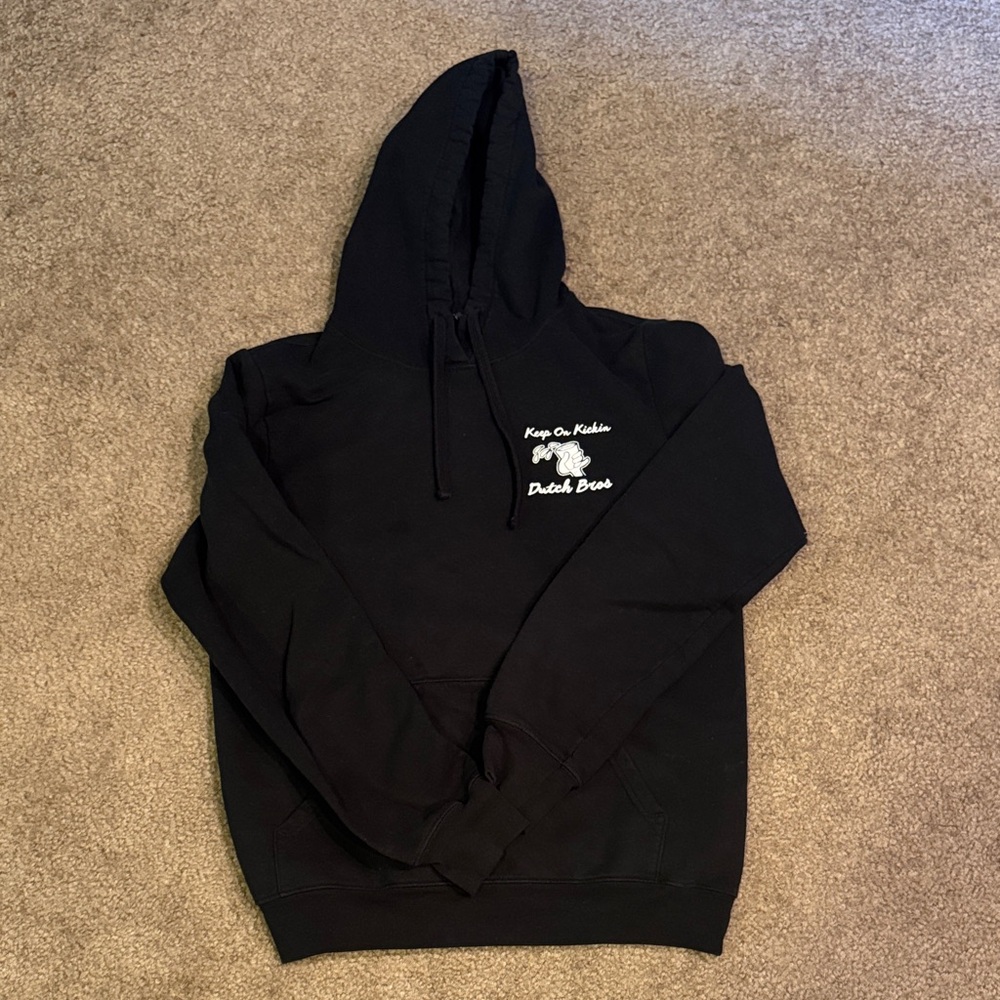 Retro Dutch Bros Black Hoodie "Keep on Kickin"